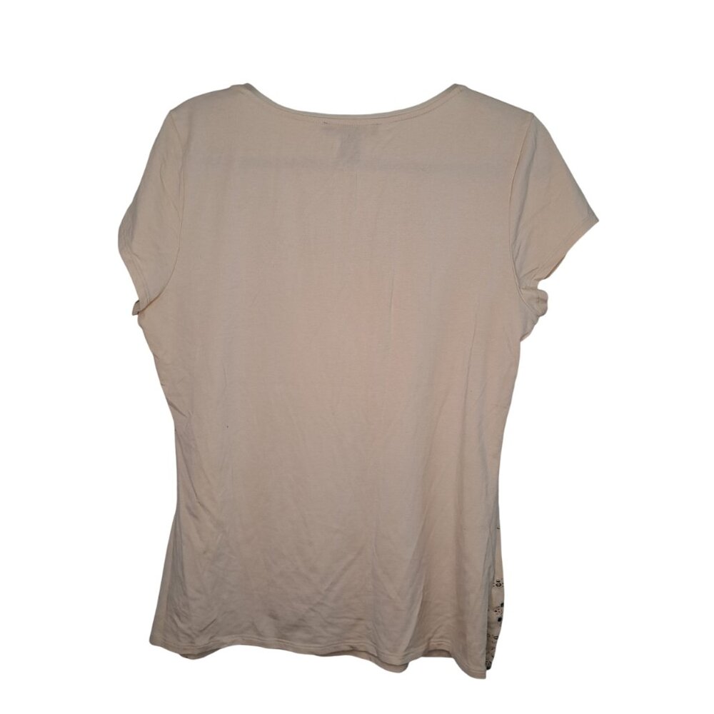 White House Black Market Cream Studded Short Sleeved Top Size Large - Picture 2 of 6